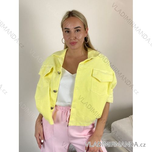 Bunda krátka oversize dlhý rukáv dámska (S/M/L ONE SIZE) TALIANSKA MÓDA IMWCA26002/DR S/M/L žlutá