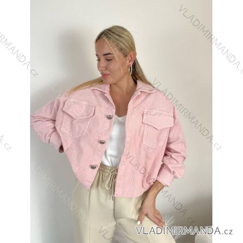 Bunda krátka oversize dlhý rukáv dámska (S/M/L ONE SIZE) TALIANSKA MÓDA IMWCA26002/DR S/M/L růžová světlá