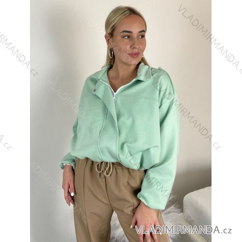 Bunda krátka oversize dlhý rukáv dámska (S/M/L ONE SIZE) TALIANSKA MÓDA IMWGS26001/DR zelená S/M/L