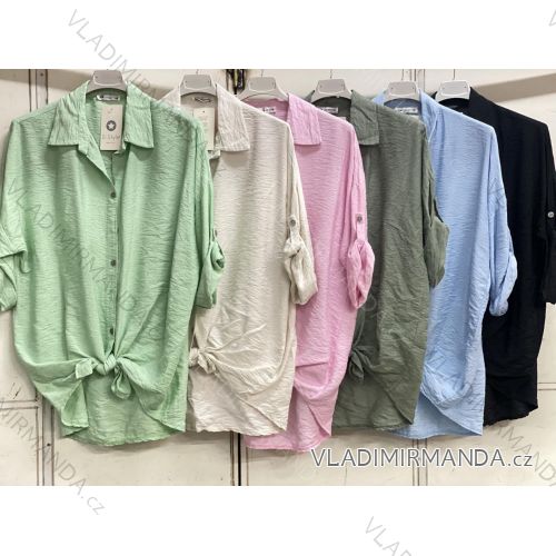 Košeľa predĺžená 3/4 dlhý rukáv dámska nadrozmer (48/50/52 ONE SIZE) TALIANSKA MÓDA IMC26063