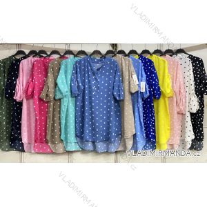 Košeľa predĺžená bodka 3/4 dlhý rukáv dámska nadrozmer (48/50/52 ONE SIZE) TALIANSKA MÓDA IMC26064