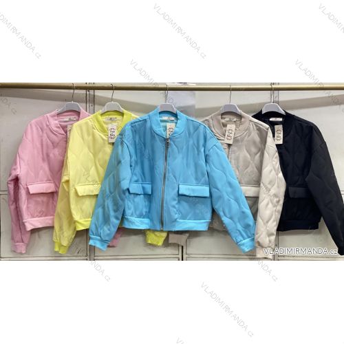 Bunda krátka jarný dlhý rukáv dámska nadrozmer (44/46/48 ONE SIZE) TALIANSKA MÓDA IMC26066