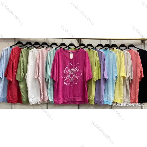 Tričko krátky rukáv dámske nadrozmer (54/56/58 ONE SIZE) TALIANSKA MÓDA IMC26067