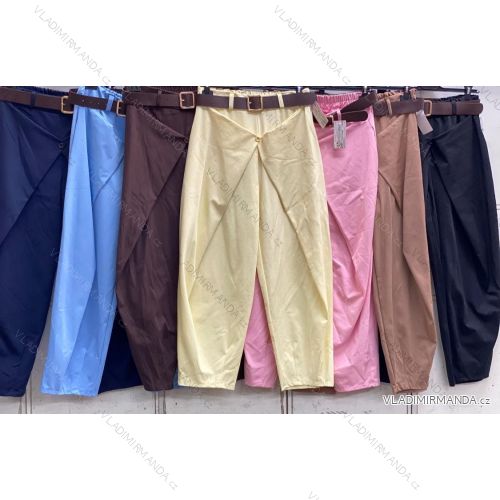 Nohavice voľnočasové s opaskom dámske nadrozmer (44/46/48 ONE SIZE) TALIANSKA MÓDA IMC26075