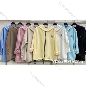 Mikina slabá s kapucňou dlhý rukáv dámska nadrozmer (50/52/54 ONE SIZE) TALIANSKA MÓDA IMC26077