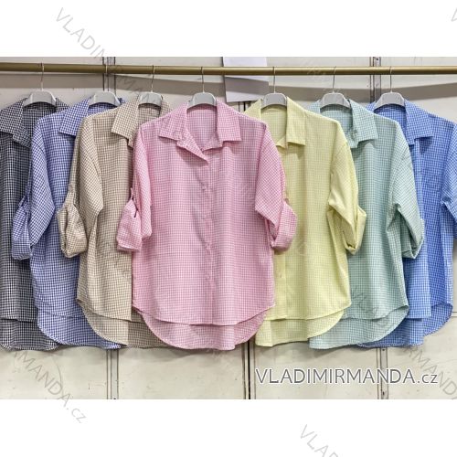 Košeľa predĺžená 3/4 dlhý rukáv dámska nadrozmer (48/50/52 ONE SIZE) TALIANSKA MÓDA IMC26078