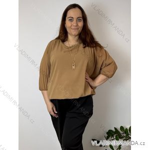 Blúzka elegantná s príveskom 3/4 dlhý rukáv dámska nadrozmer SIRENA (48/50/52 ONE SIZE) TALIANSKA MÓDA IMD26004/DU