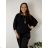 Blúzka elegantná s príveskom 3/4 dlhý rukáv dámska nadrozmer SIRENA (48/50/52 ONE SIZE) TALIANSKA MÓDA IMD26004/DU  čierna