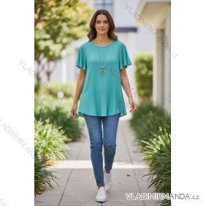 Tričko s príveskom krátky rukáv dámske nadrozmer (46/48/50 ONE SIZE) TALIANSKA MÓDA IMD26025
