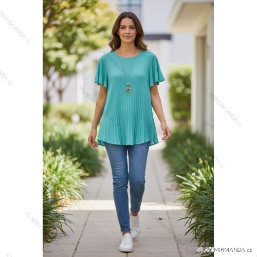 Tričko s príveskom krátky rukáv dámske nadrozmer (46/48/50 ONE SIZE) TALIANSKA MÓDA IMD26025