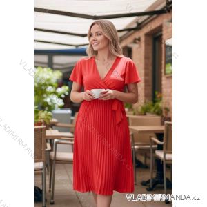 Šaty letné skladané krátky rukáv dámske nadrozmer (42/44/46 ONE SIZE) TALIANSKA MÓDA IMD26026