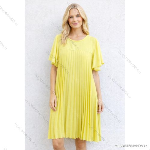 Šaty letné skladané krátky rukáv dámske nadrozmer (46/48/50 ONE SIZE) TALIANSKA MÓDA IMD26035