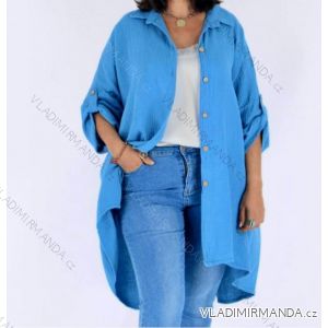 Košeľa predĺžená mušelín 3/4 dlhý rukáv dámska nadrozmer (54/56/58 ONE SIZE) TALIANSKA MÓDA IMD26036