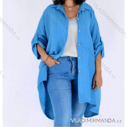 Košeľa predĺžená mušelín 3/4 dlhý rukáv dámska nadrozmer (54/56/58 ONE SIZE) TALIANSKA MÓDA IMD26036