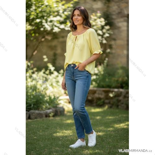 Tričko krátky rukáv dámske nadrozmer (48/50/52 ONE SIZE) TALIANSKA MÓDA IMD26040