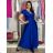 Šaty dlhé elegantný krátky rukáv dámske ANNA (S/M/L ONE SIZE) TALIANSKA MÓDA IM4260024/DUR S/M/L modrá kráľovská