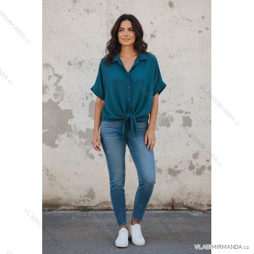 Košeľa klasik krátky rukáv dámska nadrozmer (46/48/50 ONE SIZE) TALIANSKA MÓDA IMD26042