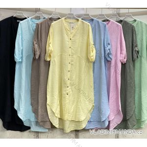 Košeľa predĺžená krátky rukáv dámska nadrozmer (46/48/50 ONE SIZE) TALIANSKA MÓDA IMC26082