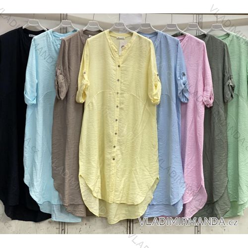 Košeľa predĺžená krátky rukáv dámska nadrozmer (46/48/50 ONE SIZE) TALIANSKA MÓDA IMC26082