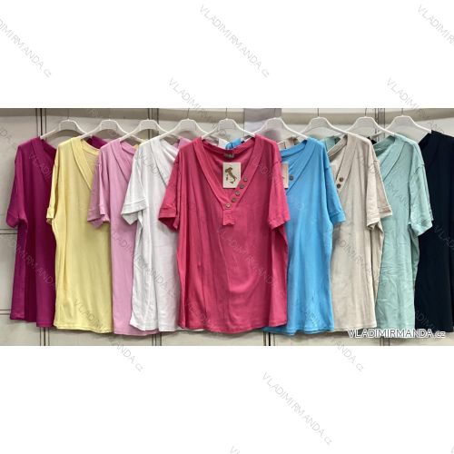 Tričko krátky rukáv dámske nadrozmer (54/56/58 ONE SIZE) TALIANSKA MÓDA IMC26086