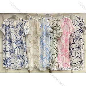 Šaty letní krátký rukáv dámské nadrozměr (52/54/56 ONE SIZE) ITALSKÁ MÓDA IMC26089