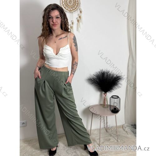 Nohavice máslové dlhé letné dámske (M/L/XL ONE SIZE) TALIANSKA MÓDA IMD26019