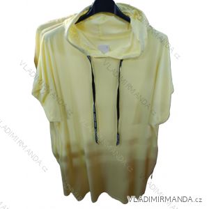 Šaty mikinové s kapucňou krátky rukáv dámske nadrozmer (42/44/46 ONE SIZE) TALIANSKA MÓDA IMSM26116