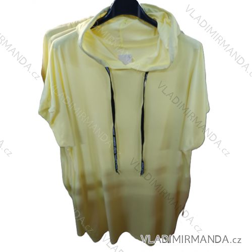 Šaty mikinové s kapucňou krátky rukáv dámske nadrozmer (42/44/46 ONE SIZE) TALIANSKA MÓDA IMSM26116