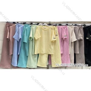 Súprava tepláková tričko krátky rukáv a nohavice dámske nadrozmer (48/50/52 ONE SIZE) TALIANSKA MÓDA IMC26095