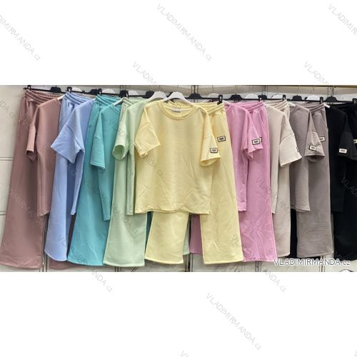 Súprava tepláková tričko krátky rukáv a nohavice dámske nadrozmer (48/50/52 ONE SIZE) TALIANSKA MÓDA IMC26095