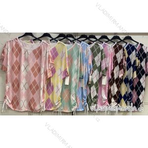 Tričko krátky rukáv dámske nadrozmer (52/54/56 ONE SIZE) TALIANSKA MÓDA IMC26099