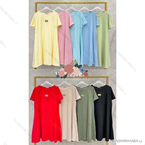 Šaty krátke letné krátky rukáv dámske nadrozmer (46/48/50 ONE SIZE) TALIANSKA MÓDA IMC26100