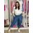 Nohavice voľnočasové riflové s opaskom dámske VERONA (S/M/L ONE SIZE) TALIANSKA MÓDA IMD26028