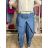 Nohavice voľnočasové riflové s opaskom dámske VERONA (S/M/L ONE SIZE) TALIANSKA MÓDA IMD26028