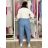Nohavice voľnočasové riflové s opaskom dámske VERONA (S/M/L ONE SIZE) TALIANSKA MÓDA IMD26028