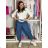 Nohavice voľnočasové riflové s opaskom dámske VERONA (S/M/L ONE SIZE) TALIANSKA MÓDA IMD26028/DU S/M/L svetlo modrá