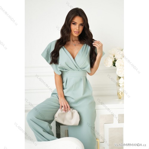 Overal dlhý spoločenský krátky rukáv dámsky (34-42) POLSKÁ MÓDA PMLBC24289-03/DR 38 zelená lipová