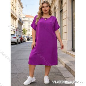 Šaty letné s vreckami krátky rukáv dámske nadrozmer (50/52/54 ONE SIZE) TALIANSKA MÓDA IM426108