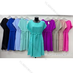 Šaty krátke letné sťahovací krátky rukáv dámske nadrozmer (44/46/48 ONE SIZE) TALIANSKA MÓDA IM426110