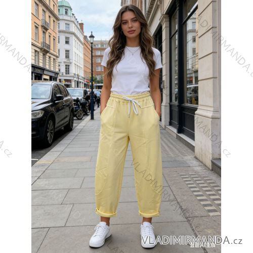 Nohavice letné trojštvrťové 3/4 krátke dámske nadrozmer (46/48/50 ONE SIZE) TALIANSKA MÓDA IM426111