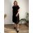 Šaty elegantní šifónové krátky rukáv dámske nadrizměr AMANDA (42/44/46 ONE SIZE) TALIANSKA MóDA IM4261124/DU  čierna