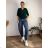 Šaty/tunika so zipsom a opaskom dlhý rukáv dámske nadrozmer (S/M/L ONE SIZE) TALIANSKA MóDA IMD22886/DU smaragdová S/M/L