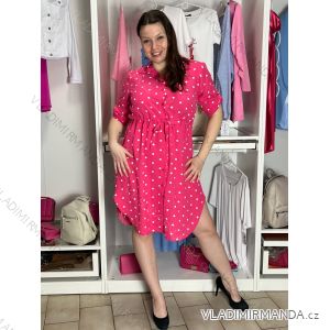 Šaty košeľové bodka 3/4 dlhý rukáv dámske KAROL (M/L/XL ONE SIZE) TALIANSKA MÓDA IMC26049/DU