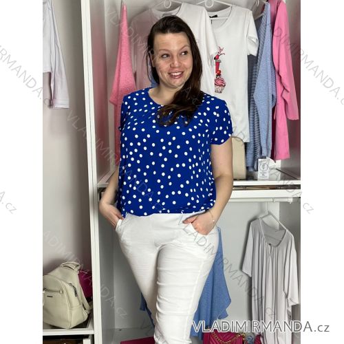 Tunika s gumou krátky rukáv dámske SIMONA (M/L/XL ONE SIZE) TALIANSKA MÓDA IMC26045/DU M/L/XL modrá kráľovská