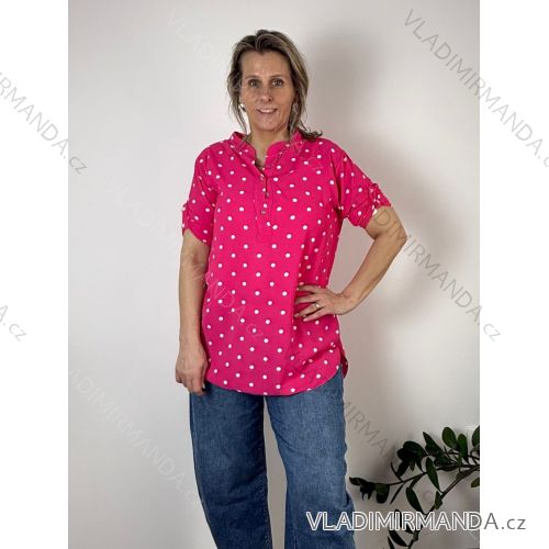 Košeľa predĺžená bodka 3/4 dlhý rukáv dámska nadrozmer HANNA (40/42/44 ONE SIZE) TALIANSKA MÓDA IMC26064