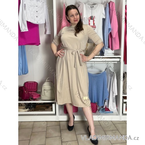 Šaty letné 3/4 dlhý rukáv dámske (S/M/L ONE SIZE) TALIANSKA MÓDA IMD26018/DUR S/M/L béžová