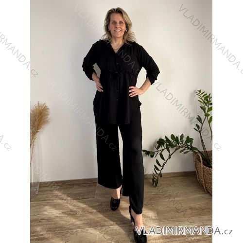 Komplet tunika 3/4rukáv a kalhoty dámsky (M/L/XL ONE SIZE) TALIANSKÁ MÓDA IMWHA260001/DUR M/L/XL čierna