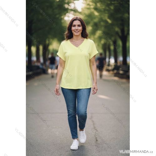 Tričko krátky rukáv dámske nadrozmer (44/46/48 ONE SIZE) TALIANSKA MÓDA IMD26051