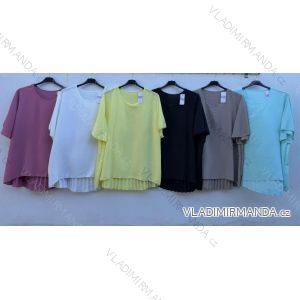Blúzka krátky rukáv dámska nadrozmer (46/48/50 ONE SIZE) TALIANSKA MÓDA IMD26054