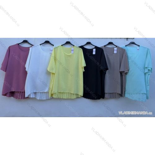 Blúzka krátky rukáv dámska nadrozmer (46/48/50 ONE SIZE) TALIANSKA MÓDA IMD26054